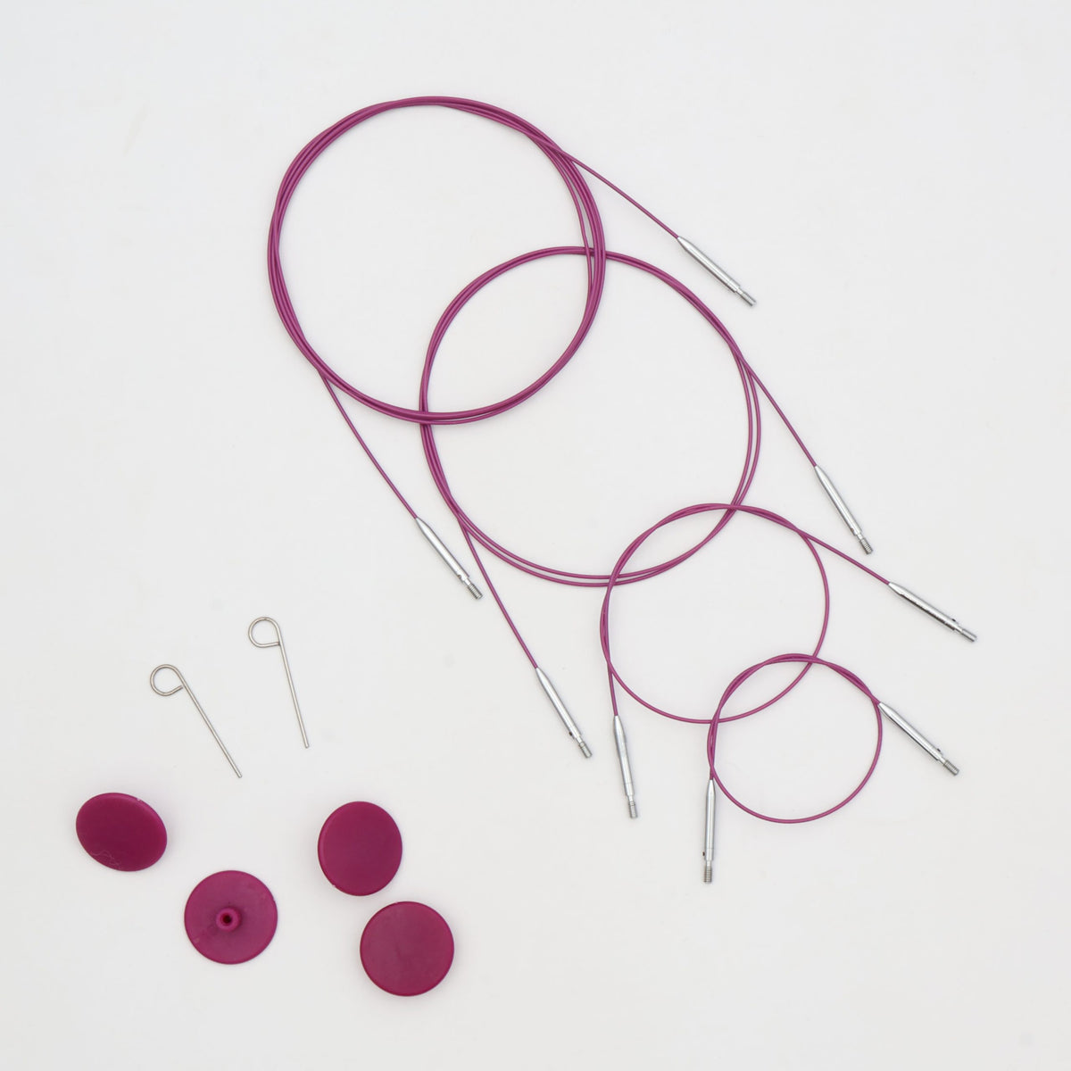 KnitPro 360˚ Swivel Cables Thin and Flex Purple Nylon Coated Stainless Steel